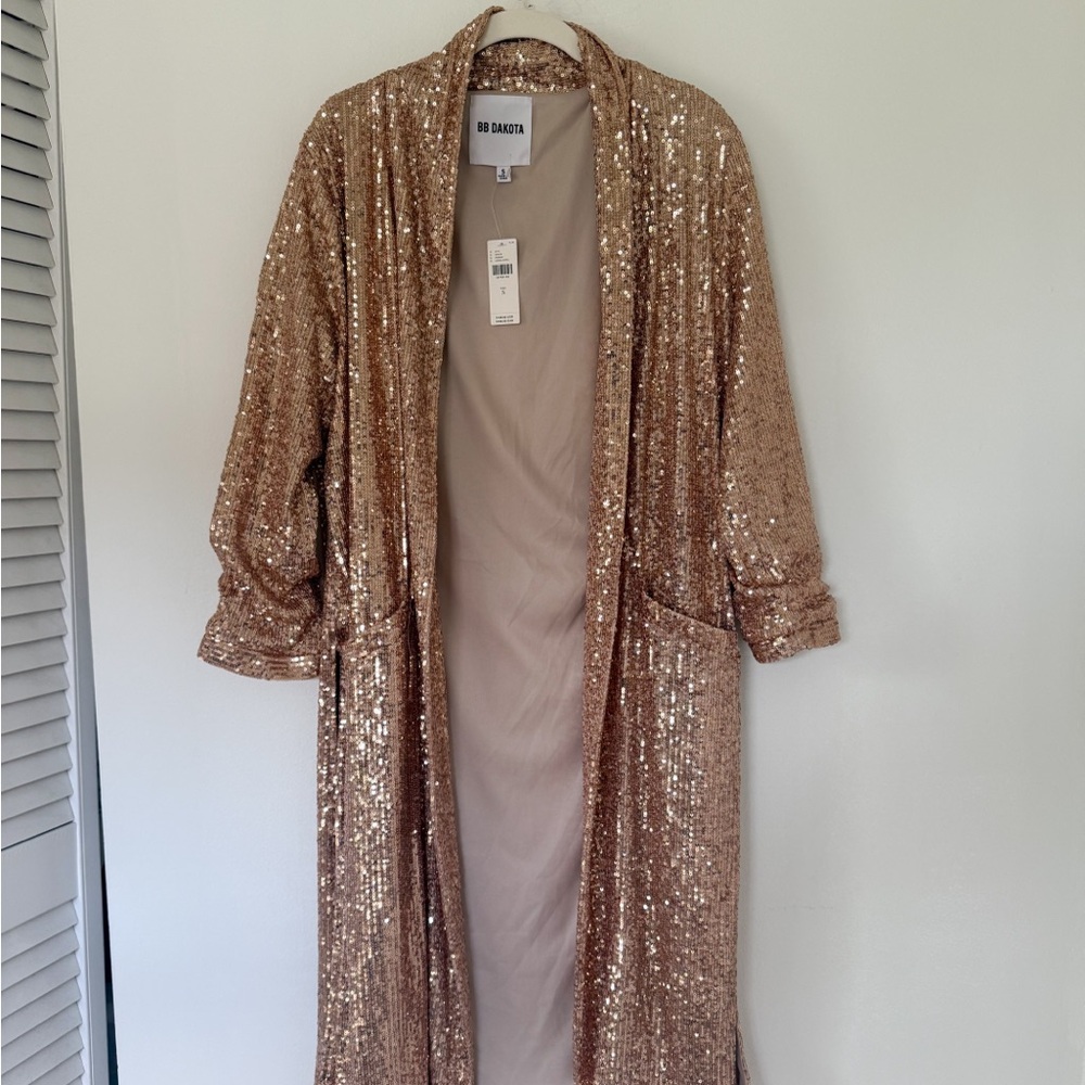 BB Dakota Women's Sparkling Rose Gold Duster